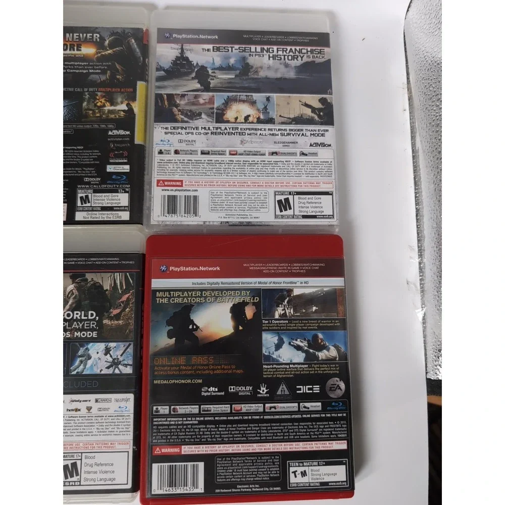 Lot Of 7 COD MW3 WORLD AT‎ WAR GHOSTS Black Ops 1&2 Adv War MEDAL OF HONOR PS3
